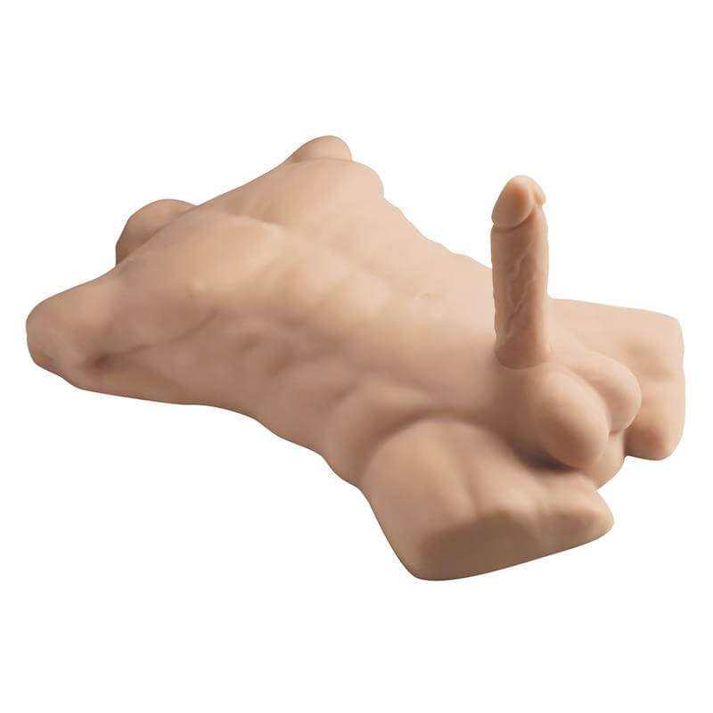 For Her realistic flesh-toned hand-shaped accessory with a raised finger and smooth, molded surface