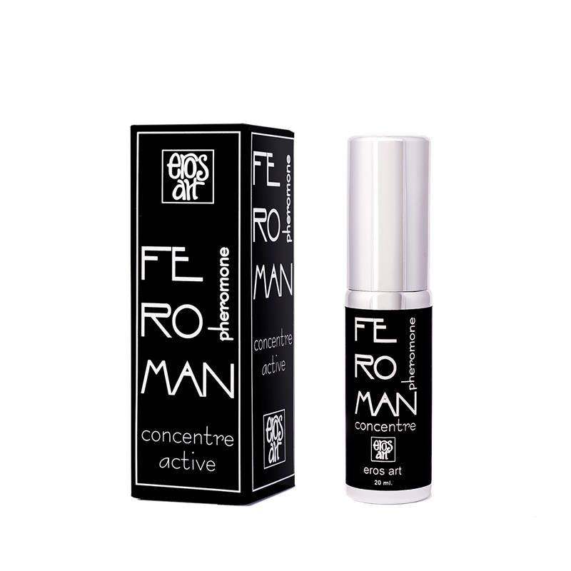Enhancement Pills product set with a black-and-white pheromone concentrate box and matching white-capped bottle