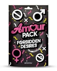 Amour Pack Forbidden Desires presentset – lekfulla erotiska gåvor i svart förpackning med symboler