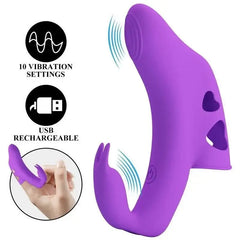 Lila finger vibrator med 10 vibrationslägen och USB-uppladdning för intensiva, riktade fingertoppsvibrationer