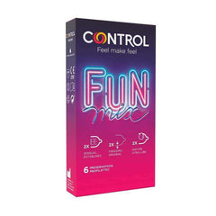 Specials CONTROL Fun Mix condom variety pack box in a purple-to-pink gradient with neon lettering and three varieties