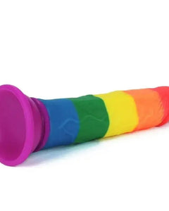 Regnbågsfärgad sexleksak i silikon med sugkopp, del av LGBTQI+ presentkollektion för stolta och färgstarka njutningsprodukter