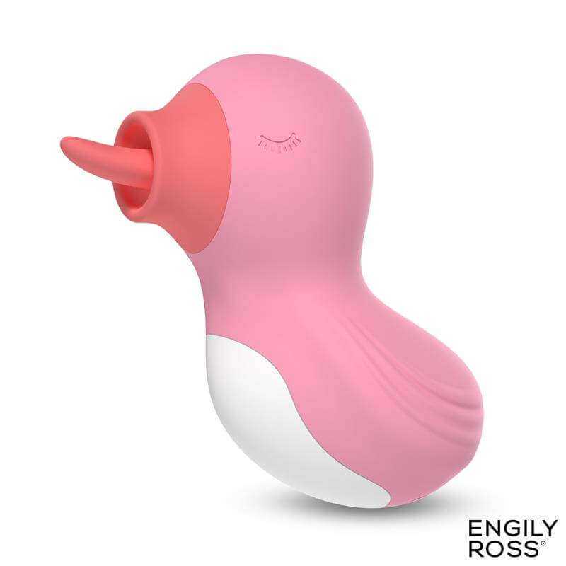 Small Size pink silicone suction toy with a white base, coral nozzle and smooth rounded body