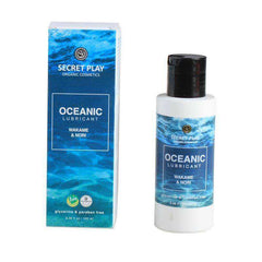 Water-based Lubricants in a blue ocean-patterned box and white bottle, labeled Oceanic with Wakame and Nori