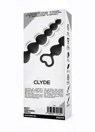 Clyde Beaded Butt Plug with Easy Pull Ring Silicone Black
