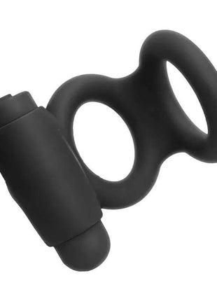 Denver Double Cockring with Vibrating Bullet USB Silicone Black