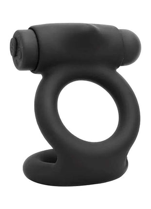 Denver Double Cockring with Vibrating Bullet USB Silicone Black