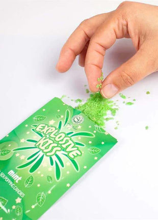 Oral Sex Popping Candies display with 48 edible single-dose strawberry and mint sachets