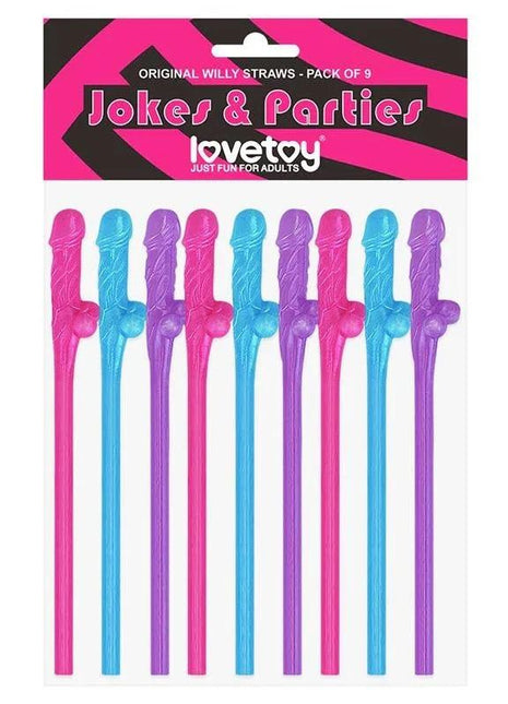 Willy Straws Various Colors Pack of 9