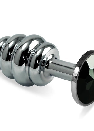 Spiral Butt Plug Rosebud with Black Jewel