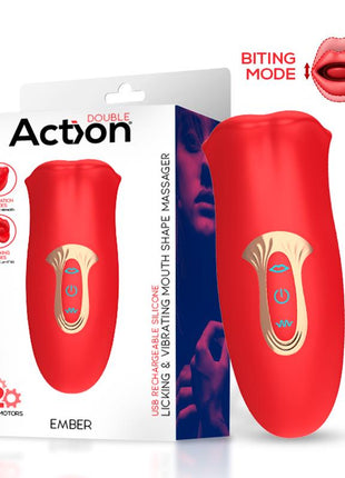 Ember Licking and Vibrating Mouth Shape Massager USB Silicone