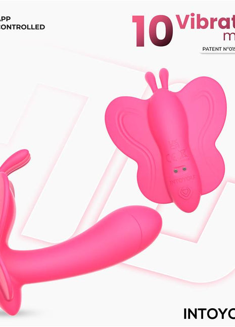 Wingy Butterfly Vibrator with App Peach Red