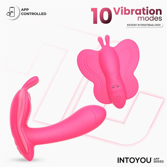 Wingy Butterfly Vibrator with App Peach Red