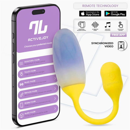 NexEgg Vibrating Egg Double Silicone Layer App Yellow Purple