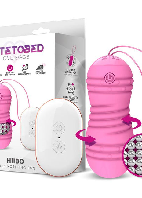 Hiibo Vibrating and Rotating Egg with Remote control USB Silicone Pink