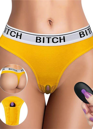 Open Panties with Vibrating Bullet and Remote Control in size L with open crotch thong and rechargeable stimulator