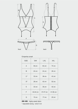 Emperita Corset and Thong Black