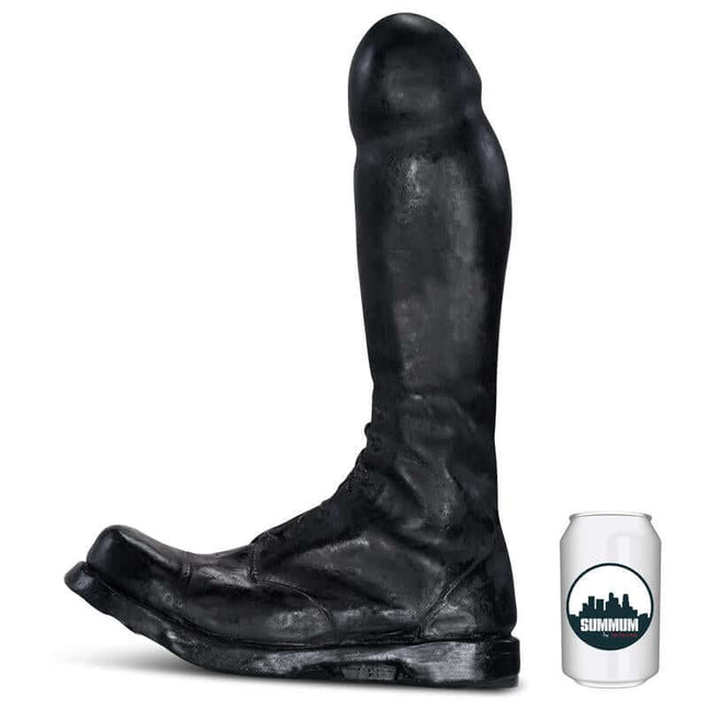 Green Go 32 cm green vinyl fisting dildo with boot-shaped profile and large realistic shaft