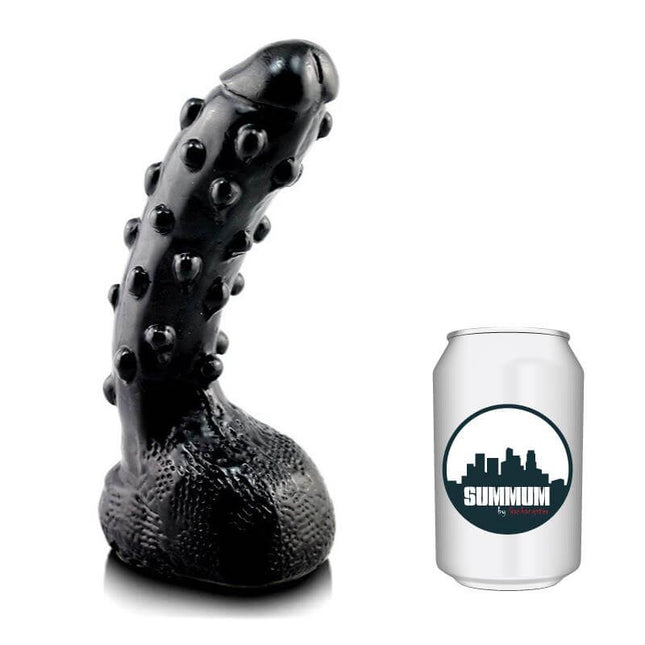 Dildo Malari 19 cm curved vinyl dildo with bead-textured shaft and substantial girth