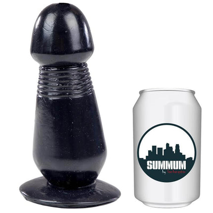 Dildo Tiny 18 cm vinyl dildo with rounded head, raised contoured shaft, and wide base for grip