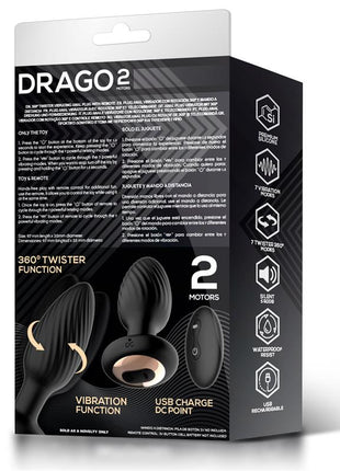 Drago Butt Plug Vibration 360º Twister Movement and Remote Control