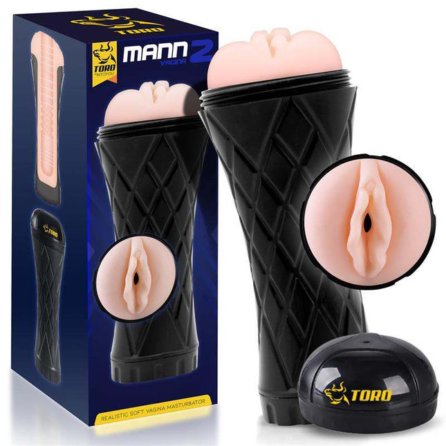 Mann 2 realistic masturbator with vagina-shaped opening and textured tunnel for intense pleasure