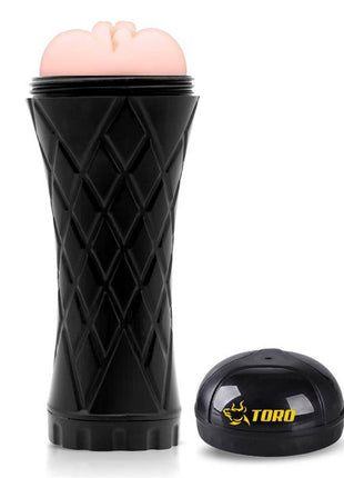 Mann 2 realistic masturbator with vagina-shaped opening and textured, flexible body made of soft, body-safe materials