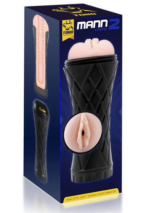 Mann 2 realistic masturbator with textured vagina-shaped opening and soft, flexible body