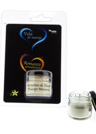 Vanilla scented massage candle 30ml with coconut oil, shea butter, and vitamin E for sensual massages