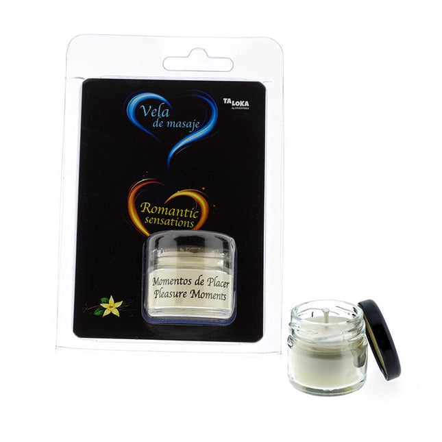 Vanilla scented massage candle 30ml with coconut oil, shea butter, and vitamin E for sensual massages
