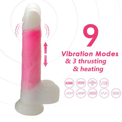 Double layer Dildo with Vibration thrusting and heating 215 cm