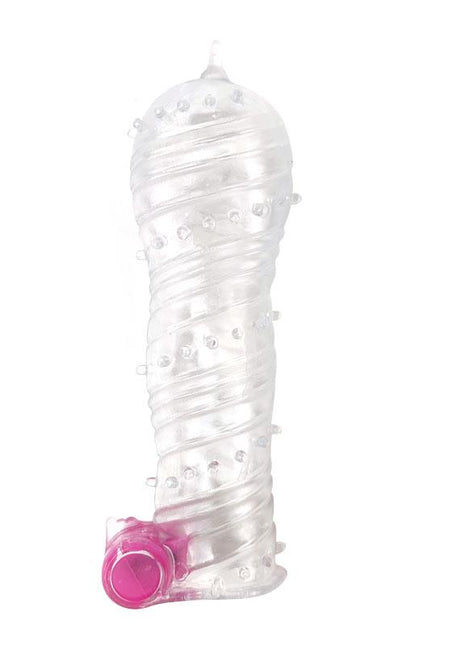 Textured Penis Sleeve with Vibration Bullet Clear