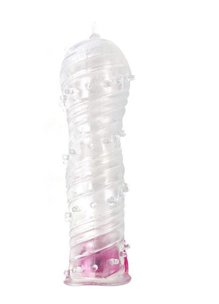 Textured Penis Sleeve with Vibration Bullet Clear