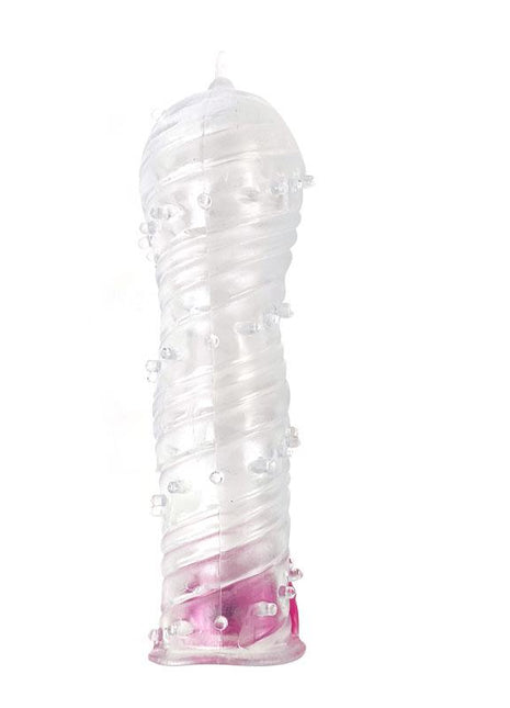 Textured Penis Sleeve with Vibration Bullet Clear