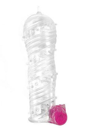 Textured Penis Sleeve with Vibration Bullet Clear