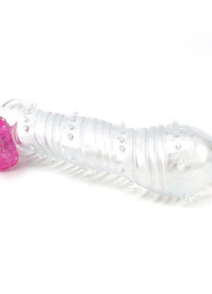 Textured Penis Sleeve with Vibration Bullet Clear