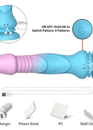 Dildo with Thrusting and Vibration with Suction Cup 192 cm