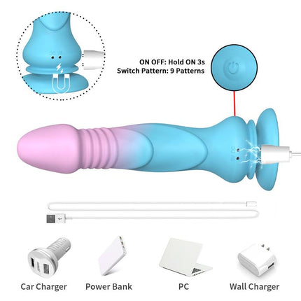 Dildo with Thrusting and Vibration with Suction Cup 192 cm
