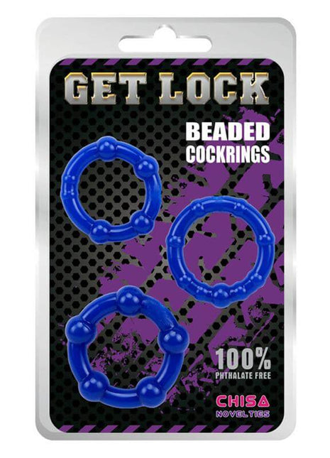 Beaded Cock Rings-Blue