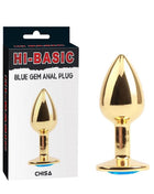 Golden Butt Plug with Blue Jewel