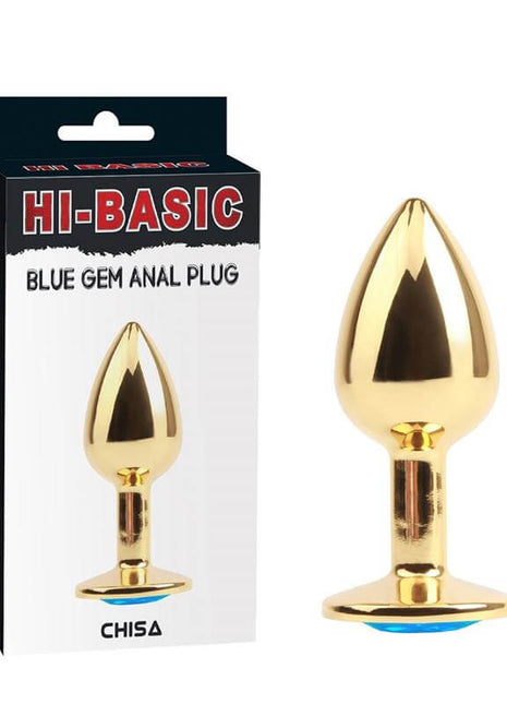 Golden Butt Plug with Blue Jewel