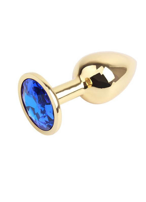 Golden Butt Plug with Blue Jewel