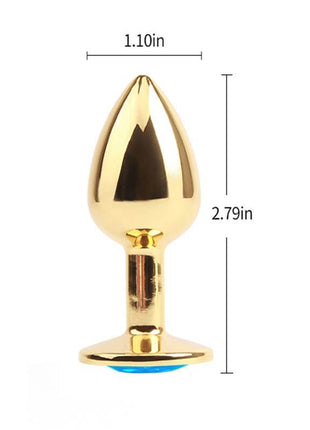 Golden Butt Plug with Blue Jewel