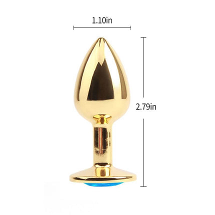 Golden Butt Plug with Blue Jewel