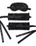 Bondage Satin Look Handcuffs with Mask Black