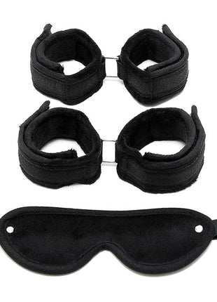 Handcuffs AnkleCuffs and Mask Black