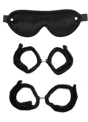 Handcuffs AnkleCuffs and Mask Black