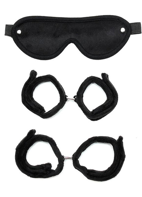 Handcuffs AnkleCuffs and Mask Black