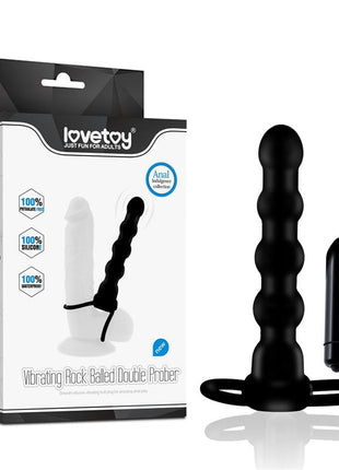 Butt Plug Double Prober with Vibration Black