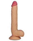 Dildo King 10 Flesh realistic 27.5 cm dildo with veined shaft, testicles, flesh tone, and suction cup base